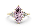 Yellow gold Fancy Pink Marquise Cut Cut Diamond Cluster Ring with Solitaire Band and Four-Prong Setting_12