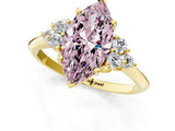 Yellow gold Fancy Pink Marquise Cut Cut Diamond Cluster Ring with Solitaire Band and Four-Prong Setting_13