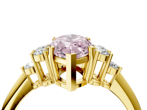 Yellow gold Fancy Pink Marquise Cut Cut Diamond Cluster Ring with Solitaire Band and Four-Prong Setting_16