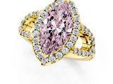 Yellow gold Fancy Pink Marquise Cut Cut Diamond Halo Engagement Ring with Open Split Pavé Band_1