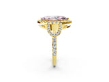 Yellow gold Fancy Pink Marquise Cut Cut Diamond Halo Engagement Ring with Open Split Pavé Band_2