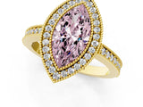Yellow gold Fancy Pink Marquise Cut-Cut Diamond Halo Engagement Ring with Pave Band and Prong Setting_1