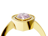 Yellow gold Fancy Pink Marquise Cut-Cut Diamond Halo Engagement Ring with Pave Band and Prong Setting_4