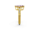 Yellow gold Fancy Pink Marquise Cut Cut Diamond Milgrain Pave Band Four-Prong Setting Ring_5