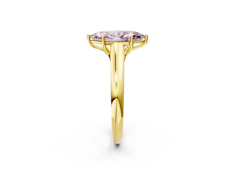 Yellow gold Fancy Pink Marquise Cut Cut Diamond Solitaire Engagement Ring with Tapered Plain Band and Four-Prong Setting_2