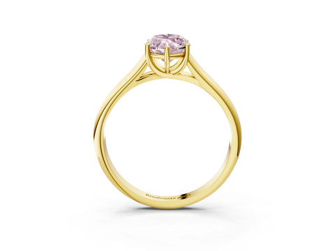Yellow gold Fancy Pink Marquise Cut Cut Diamond Solitaire Engagement Ring with Tapered Plain Band and Four-Prong Setting_3