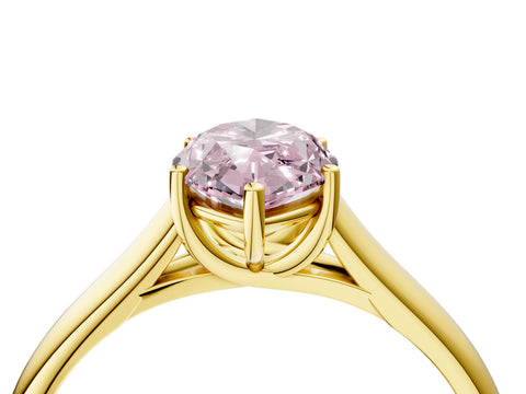 Yellow gold Fancy Pink Marquise Cut Cut Diamond Solitaire Engagement Ring with Tapered Plain Band and Four-Prong Setting_4