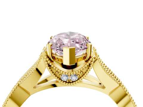 Yellow gold Fancy Pink Marquise Cut Cut Diamond Twisted Band with Milgrain Pave Setting and Four-Prong Setting_4