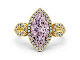 Yellow gold Fancy Pink Marquise Cut Cut Halo Diamond Infinity Band with Four-Prong Setting
