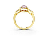 Yellow gold Fancy Pink Marquise Cut Cut Halo Diamond Infinity Band with Four-Prong Setting_3