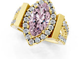 Yellow gold Fancy Pink Marquise Cut Cut Halo Split Shank Prong Set Ring_1