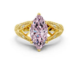 Yellow gold Fancy Pink Marquise Cut Cut Milgrain Pave Diamond Engagement Ring with Four-Prong Setting_3