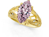 Yellow gold Fancy Pink Marquise Cut Cut Milgrain Pave Diamond Engagement Ring with Four-Prong Setting_4