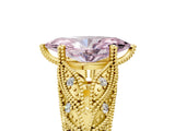 Yellow gold Fancy Pink Marquise Cut Cut Milgrain Pave Diamond Engagement Ring with Four-Prong Setting_8