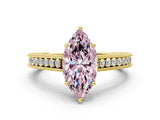 Yellow gold Fancy Pink Marquise Cut Cut Pave Band Milgrain Solitaire Ring_22