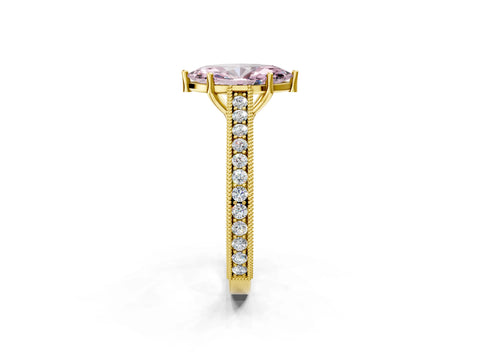 Yellow gold Fancy Pink Marquise Cut Cut Pave Band Milgrain Solitaire Ring_24
