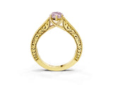 Yellow gold Fancy Pink Marquise Cut Cut Pave Band Milgrain Solitaire Ring_25