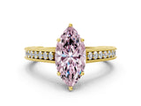 Yellow gold Fancy Pink Marquise Cut Cut Pave Band Milgrain Solitaire Ring_7