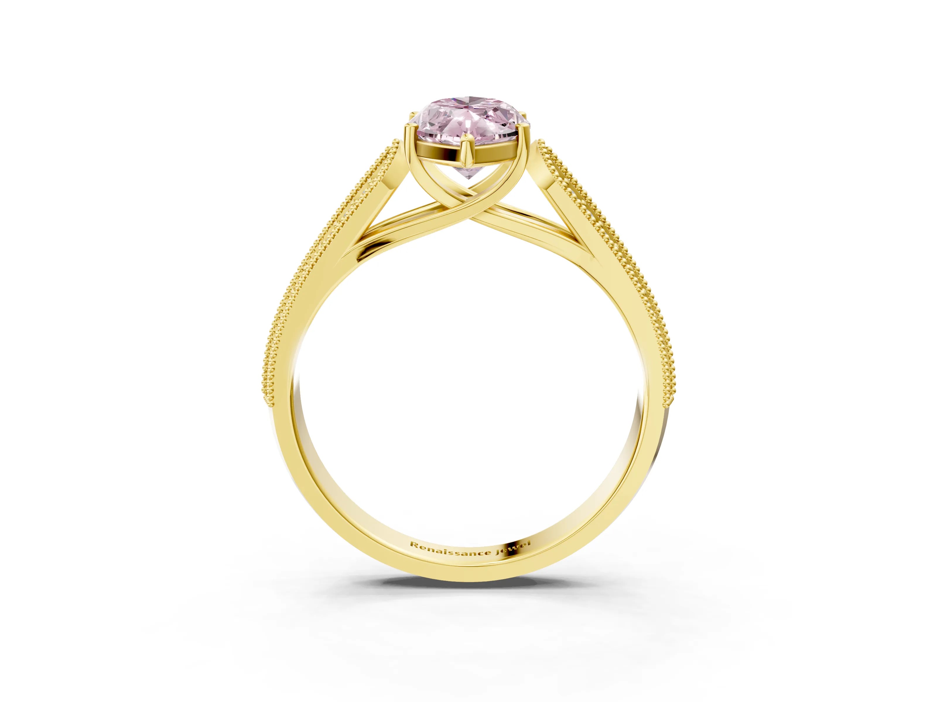 Yellow gold Fancy Pink Marquise Cut Cut Pave Split Shank Engagement Ring with Four-Prong Setting_3