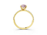 Yellow gold Fancy Pink Marquise Cut Diamond Brilliant Solitaire Ring with Pavé Band and Four-Prong Setting_15