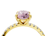 Yellow gold Fancy Pink Marquise Cut Diamond Brilliant Solitaire Ring with Pavé Band and Four-Prong Setting_16