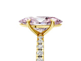 Yellow gold Fancy Pink Marquise Cut Diamond Brilliant Solitaire Ring with Pavé Band and Four-Prong Setting_17