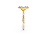 Yellow gold Fancy Pink Marquise Cut Diamond Brilliant Solitaire Ring with Pavé Band and Four-Prong Setting_2