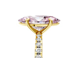 Yellow gold Fancy Pink Marquise Cut Diamond Brilliant Solitaire Ring with Pavé Band and Four-Prong Setting_5