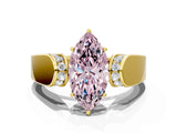 Yellow gold Fancy Pink Marquise Cut Diamond Channel Set Solitaire Ring with Four-Prong Setting_12