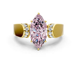 Yellow gold Fancy Pink Marquise Cut Diamond Channel Set Solitaire Ring with Four-Prong Setting_24