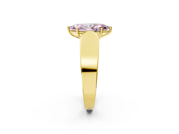 Yellow Gold Marquise Channel Set Engagement Ring Setting for Fancy Pink Center with Wide Band