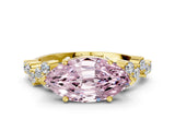 Yellow gold Fancy Pink Marquise Cut Diamond Cluster Pavé Band with Four-Prong Setting_12