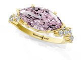 Yellow gold Fancy Pink Marquise Cut Diamond Cluster Pavé Band with Four-Prong Setting_4