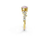 Yellow gold Fancy Pink Marquise Cut Diamond Cluster Pavé Band with Four-Prong Setting_5