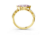 Yellow gold Fancy Pink Marquise Cut Diamond Cluster Pavé Band with Four-Prong Setting_6