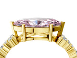 Yellow gold Fancy Pink Marquise Cut Diamond Cluster Pavé Band with Four-Prong Setting_7