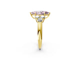 Yellow gold Fancy Pink Marquise  Cut Diamond Cluster Ring with Round Accent Stones and Prong Setting on a Classic Band_51