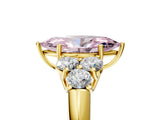 Yellow gold Fancy Pink Marquise  Cut Diamond Cluster Ring with Round Accent Stones and Prong Setting on a Classic Band_54
