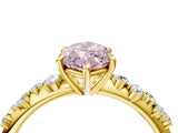 Yellow gold Fancy Pink Marquise Cut Diamond Cluster Side Stone Solitaire Ring with Prong Setting_70