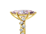 Yellow gold Fancy Pink Marquise Cut Diamond Cluster Side Stone Solitaire Ring with Prong Setting_71