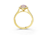Yellow gold Fancy Pink Marquise Cut Diamond Cushion Halo Ring with Pavé Band_3