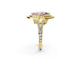 Yellow gold Fancy Pink Marquise Cut Diamond Double Halo Ring with Pavé Band and Prong Setting_80