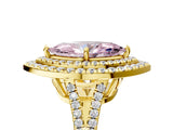 Yellow gold Fancy Pink Marquise Cut Diamond Double Halo Ring with Pavé Band and Prong Setting_83
