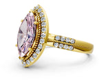 Yellow gold Fancy Pink Marquise Cut Diamond Double Halo Ring with Split Shank and Four-Prong Setting_12