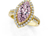 Yellow gold Fancy Pink Marquise Cut Diamond Double Halo Ring with Split Shank and Four-Prong Setting_13