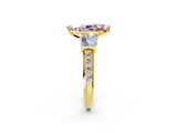 Yellow gold Fancy Pink Marquise Cut Diamond Engagement Ring with Baguette Side Stones and Channel Set Band_22