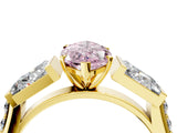 Yellow gold Fancy Pink Marquise Cut Diamond Engagement Ring with Baguette Side Stones and Channel Set Band_24