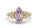 Yellow gold Fancy Pink Marquise  Cut Diamond Engagement Ring with Bezel Set Round Side Stones and Prong Setting_52