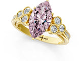 Yellow gold Fancy Pink Marquise  Cut Diamond Engagement Ring with Bezel Set Round Side Stones and Prong Setting_53