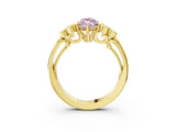 Yellow gold Fancy Pink Marquise  Cut Diamond Engagement Ring with Bezel Set Round Side Stones and Prong Setting_55